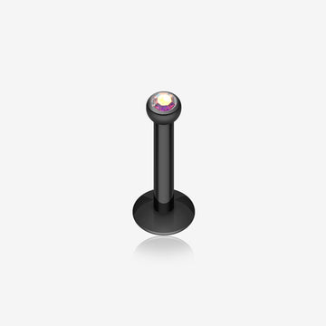 Colorline Gem Ball Internally Threaded Labret-Black/Aurora Borealis